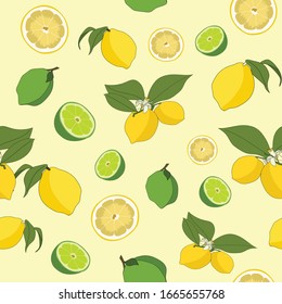 Seamless repeating pattern of lemons and limes