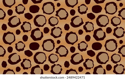 Seamless repeating pattern with leopard skin pattern in vector for fabric, paper, print and web.
