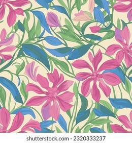 Seamless repeating pattern of lily flowers