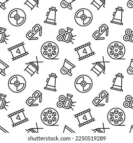 Seamless repeating pattern of movie and filming for web sites, wrapping, printing, postcards, web sites, apps