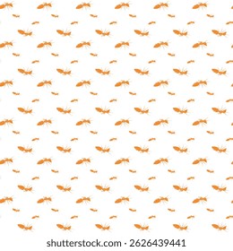 Seamless Repeating Pattern of Orange Ants on a Clean White Background