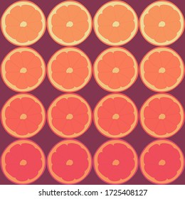 Seamless repeating pattern of oranges on brown background