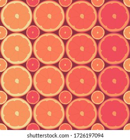 Seamless repeating pattern of oranges on brown background