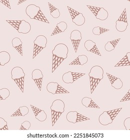 Seamless repeating pattern with outline ice cream