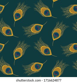 seamless repeating pattern with peacock feathers
