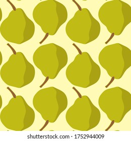 seamless repeating pattern of pears on pale yellow background