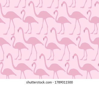 Seamless repeating pattern of pink flamingos