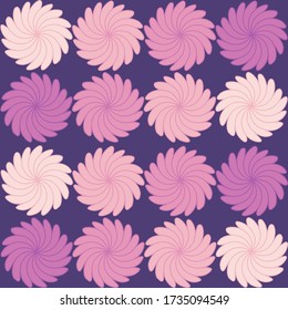 Seamless repeating pattern of pink and purple flowers