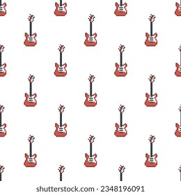 seamless repeating pattern of pixel guitar icon simple guitar pattern 2d illustration.
