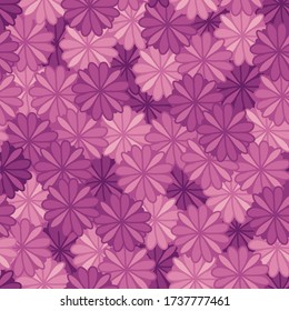 Seamless repeating pattern of purple flowers