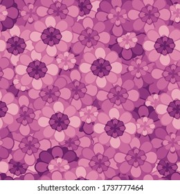 Seamless repeating pattern of purple flowers