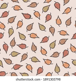 Seamless repeating pattern of red green yellow and brown leaves