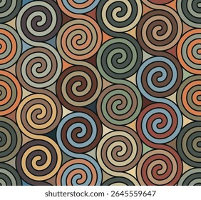Patrón repetitivo sin fisuras con un diseño étnico retro de líneas espirales retorcidas. Textura multicolor. Ilustración geométrica Abstractas para proyectos decorativos.