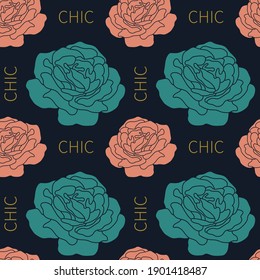 seamless repeating pattern with roses. vector illustration