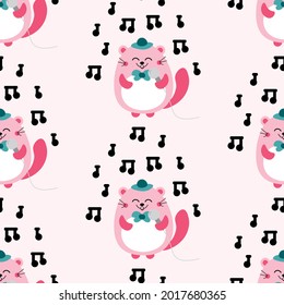 seamless repeating pattern with singing cats