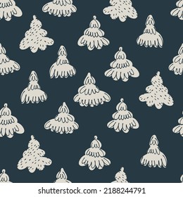 Patrón de repetición sin foco con abetos nevados. Navidad, Año Nuevo, concepto de invierno. Fondo para la envoltura de regalo, el signo de superficie y otros proyectos de diseño