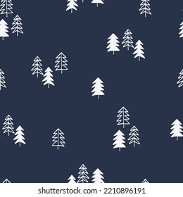 Seamless repeating pattern with snowy fir trees. Christmas, New Year, winter concept. Backound for for gift wrap, surface sign and other design projects