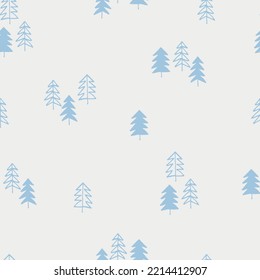 Seamless repeating pattern with snowy fir trees. Christmas, New Year, winter concept. Backound for for gift wrap, surface sign and other design projects