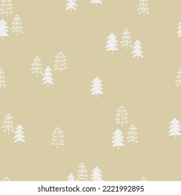 Seamless repeating pattern with snowy fir trees. Christmas, New Year, winter concept. Backound for for gift wrap, surface sign and other design projects