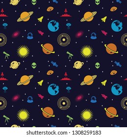 Seamless Repeating Pattern of Space Planet Universe Galaxy