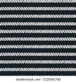 Seamless repeating pattern with stripes composed of hand drawn abstract shapes on a black vector background for surface design and other design projects