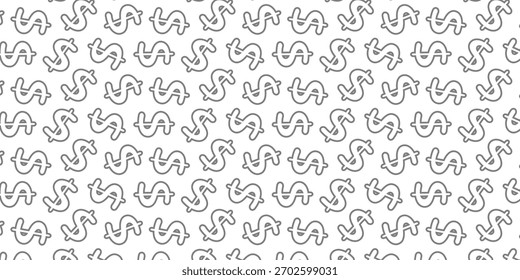 A seamless repeating pattern of stylized dollar signs with a playful, serpentine twist, creating a visually engaging background or texture