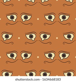 Seamless repeating pattern with stylized human eyes. Ancient Greek vase painting motif.