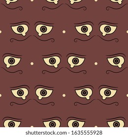 Seamless repeating pattern with stylized human eyes. Ancient Greek vase painting motif.