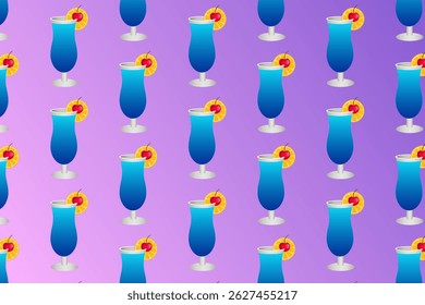 Seamless repeating pattern of summer cocktails. Vector illustration.