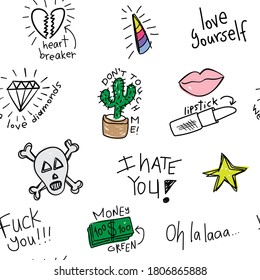 Seamless repeating pattern texture background with hand drawings / Design for textile graphics, fabric prints, wallpapers etc