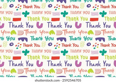 seamless repeating pattern with thank you lettering. vector illustration