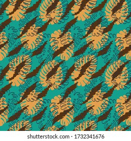 patrón de repetición sin fisuras con hojas tropicales. ilustración vectorial