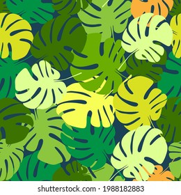 Seamless repeating pattern of tropical leaves