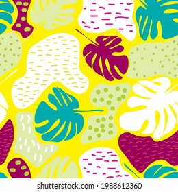 Seamless repeating pattern of tropical leaves