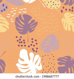 Seamless repeating pattern of tropical leaves