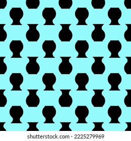 Seamless repeating pattern of vase on vibrant blue background. Suitable for web sites, wrapping, printing, textile, papers, wallpapers
