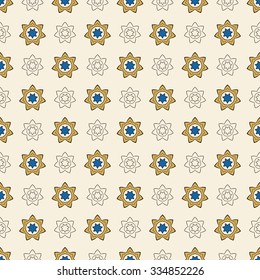 Seamless repeating pattern of yellow abstract flowers on a light background. Repeatable texture for printing on fabric, Wallpaper, wrapper, paper.