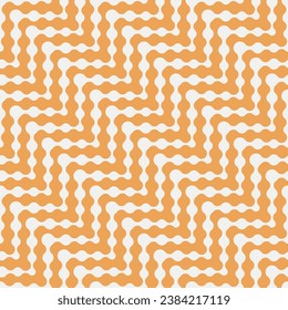Seamless repeating pattern with yellow zigzag wavy lines on a white background. Modern chevron design. Geometric diagonal striped ornament. Vector illustration.