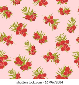 seamless repeating pattern of yew berries