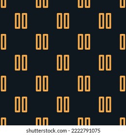 Seamless repeating pause flat icon pattern, dark jungle green and yellow orange color. Design for wrapping paper or postcard.