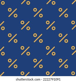 Seamless repeating percent flat icon pattern, st. patrick's blue and indian yellow color. Design for wrapping paper or postcard.