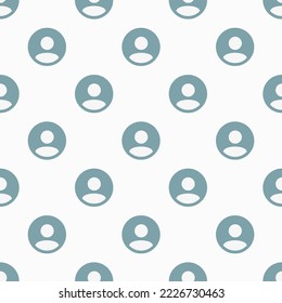 Seamless repeating person circle sharp flat icon pattern, white smoke and cadet grey color. Background for story.