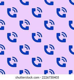 Patrón de ícono plano de teléfono repitiendo sin inconvenientes, lavanda pálida y color de azul real. Ornamento para tarjeta de invitación.