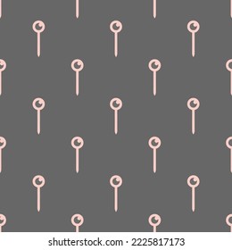 Seamless repeating pin outline flat icon pattern, dim gray and unbleached silk color. Background for office.