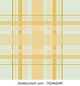 Seamless repeating plaid checkered background pattern in shades of gold and cream over a seafoam green / blue background
