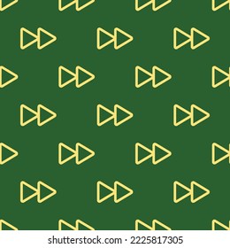 Seamless repeating play forward outline flat icon pattern, hunter green and mellow yellow color. Design for notes.