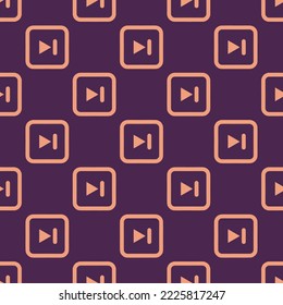 Seamless repeating play track next r flat icon pattern, purple taupe and light salmon color. Design for brochure cover.