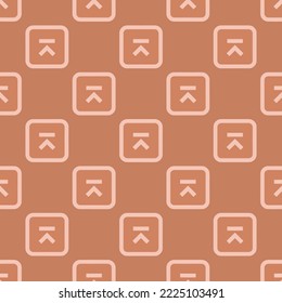 Seamless repeating push chevron up r flat icon pattern, pale copper and tea rose (rose) color. Background for menu.