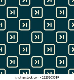 Seamless repeating push chevron right r flat icon pattern, rich black and eggshell color. Backgorund for tablet.
