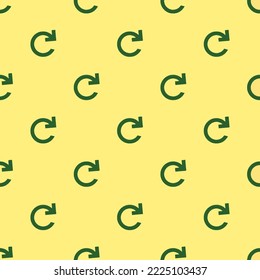 Patrón de icono de rehacer plano repitiendo sin inconvenientes, amarillo liso y color verde cazador. Antecedentes del lema.